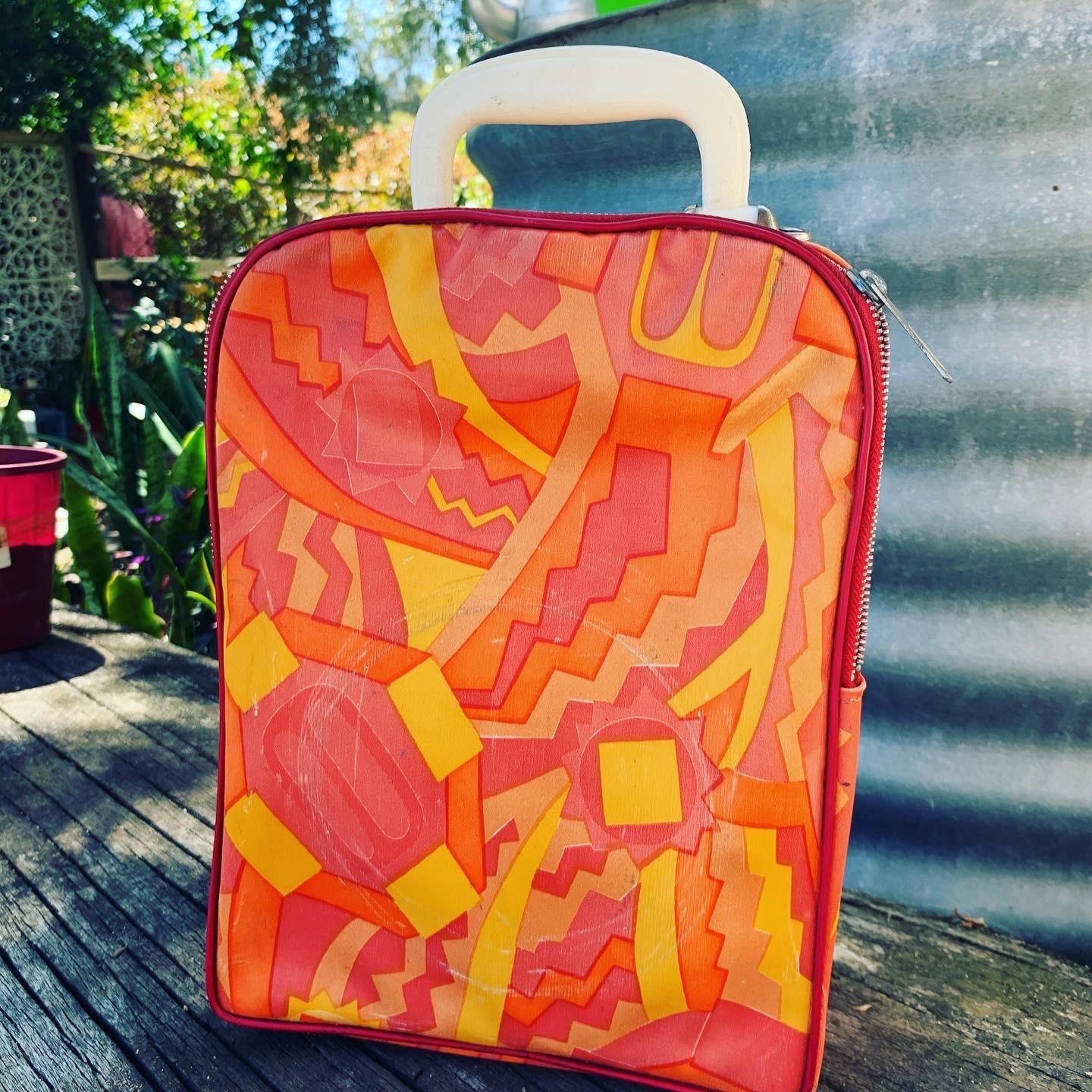 Retro Late 60's or Early 70's Psychedelic Travel Tea Set Made by